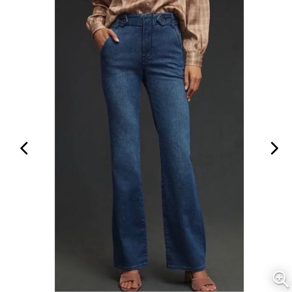 Pilcro Wide-Leg Dark Blue Denim Jeans